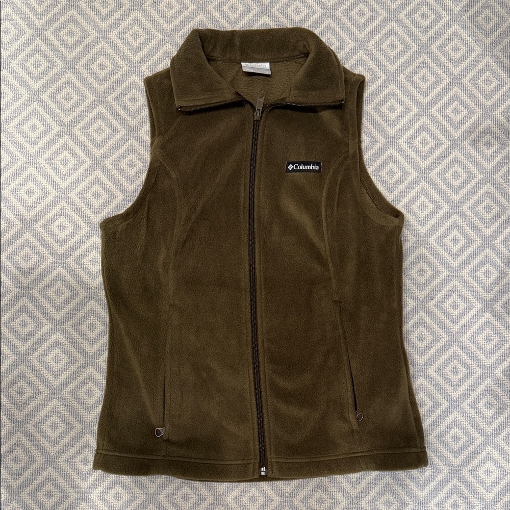 Columbia Dark Olive Green Zip Fleece Vest